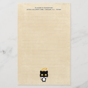 Papelería Gato negro con Halo dorado Ángel Cute personalizad
