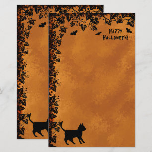 Papelería Gato negro con murciélago, ¡Feliz Halloween!
