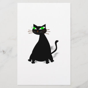 Papelería Gato negro de grasa con ojos verdes