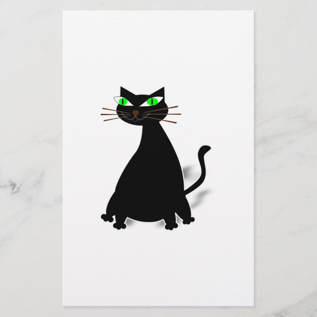 Papelería Gato negro de grasa con ojos verdes (Anverso)