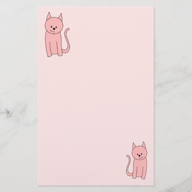 Papelería Gato rosa de Bonito corto (Anverso)