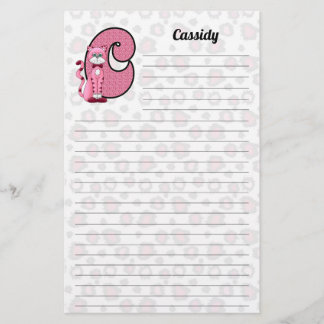 Papelería Gato rosa mongramado "C" en línea
