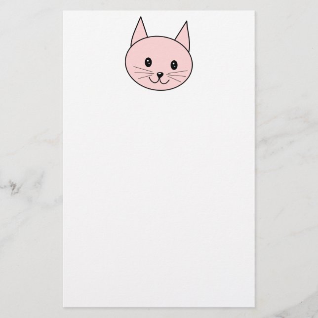 Papelería Gato rosado lindo (Anverso)