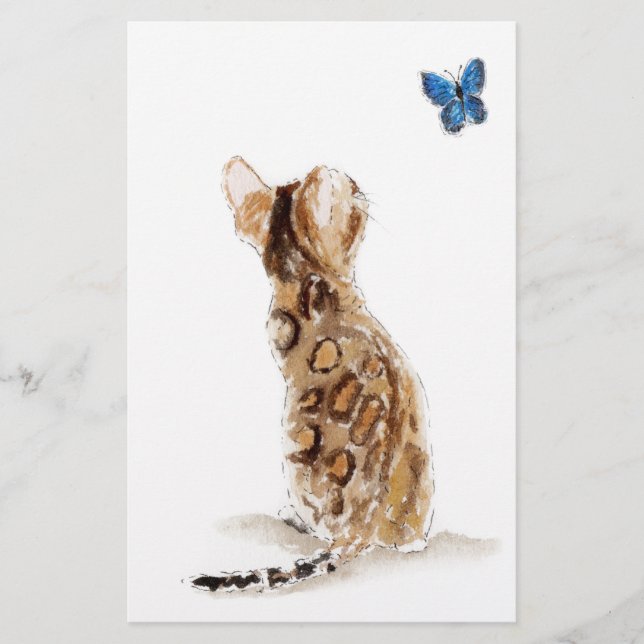 Papelería Gato y mariposa de Bengala (Anverso)