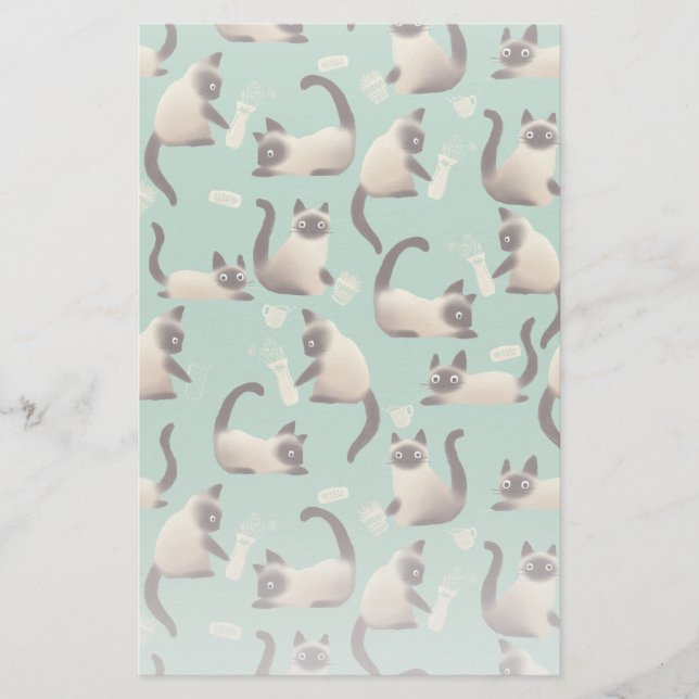 Papelería Gatos malvados siameses golpean las cosas (Anverso)