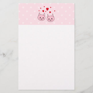 Papelería Gatos rosados con los corazones del amor