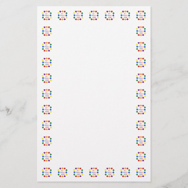 Papelería Gay Proud Irlandés LGBT Rainbow Shamrock (Anverso)