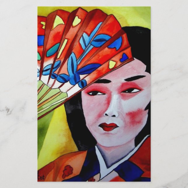 Papelería geisha japonesa con pintura de arte original de un (Anverso)