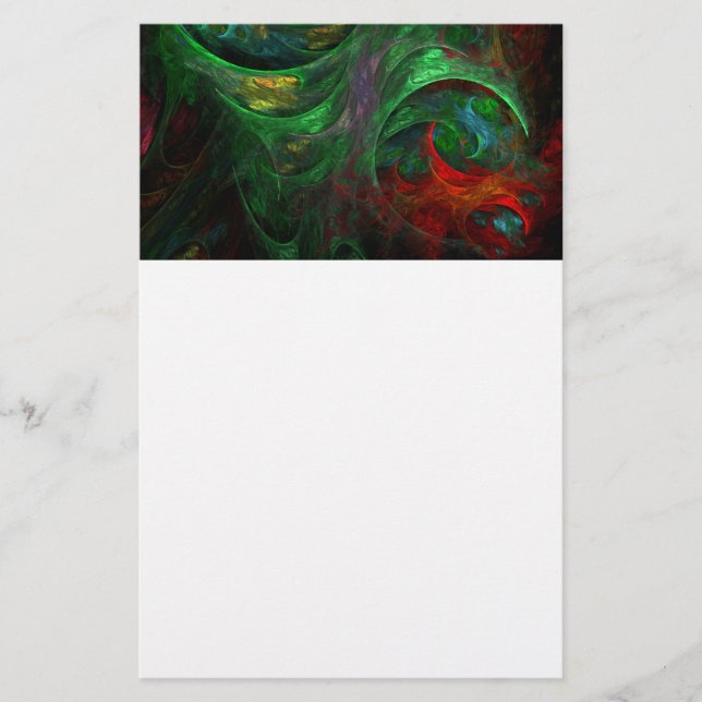Papelería Génesis Green Green Abstract Art Stationery (Anverso)