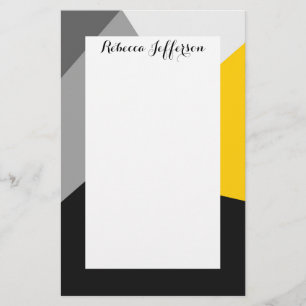 Papelería Geo amarillo y negro gris moderno simple