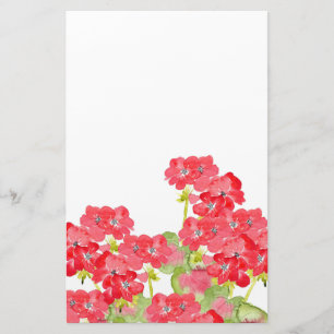 Papelería Geranios rojos de la acuarela