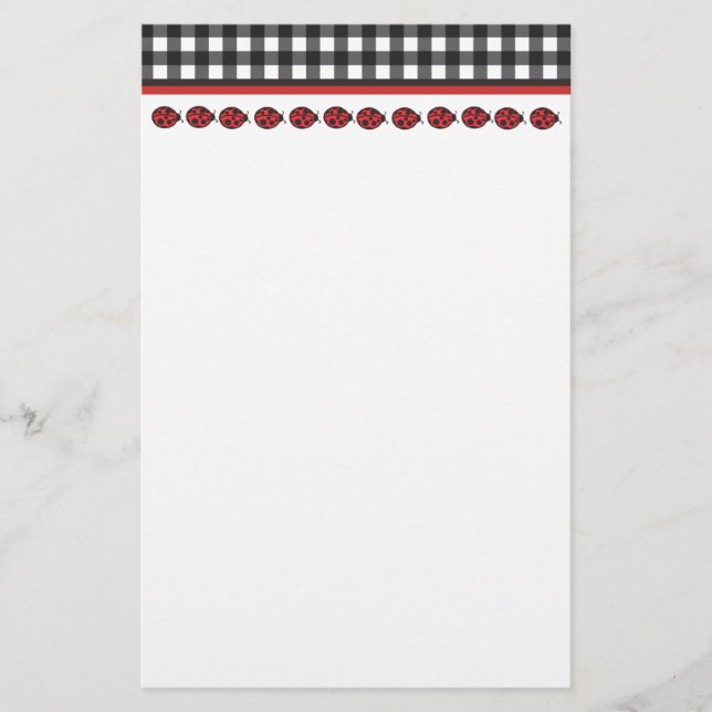 Papelería Gingham Ladybug Stationary (Anverso)
