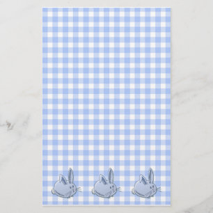 Papelería ginham azul y conejitos
