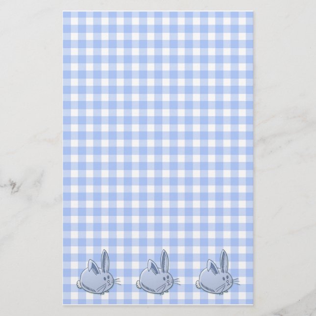 Papelería ginham azul y conejitos (Anverso)