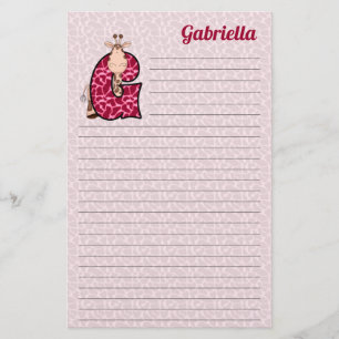 Papelería Girafa rosa Letra mongramada G Chicas alineados