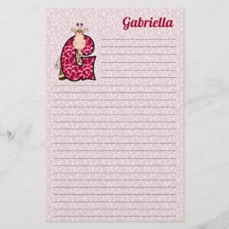 Papelería Girafa rosa Letra mongramada G Chicas alineados