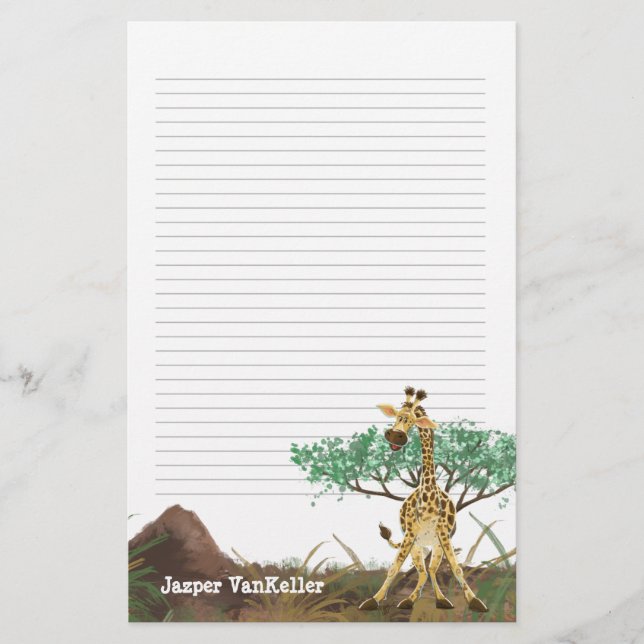 Papelería Giraffe del desfile de animales (Anverso)