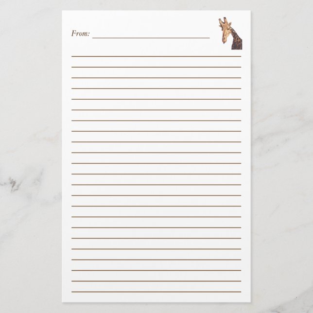 Papelería Giraffe Head Painting Lined Stationery (Anverso)