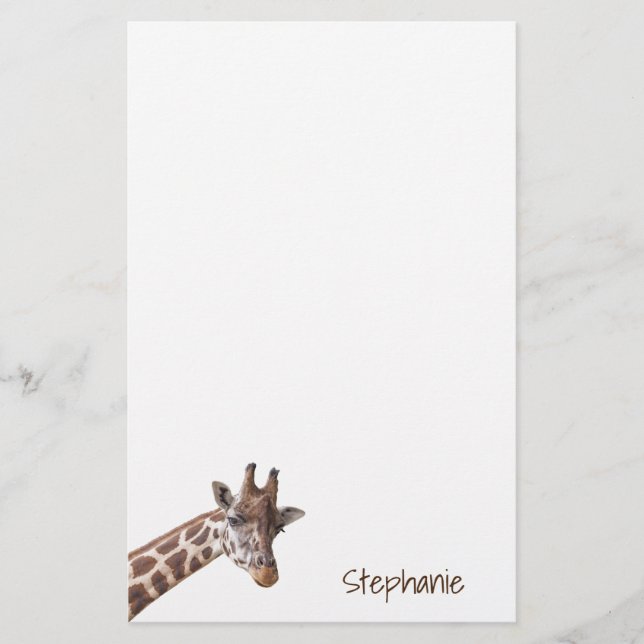 Papelería Giraffe Safari nombre personalizado animal (Anverso)