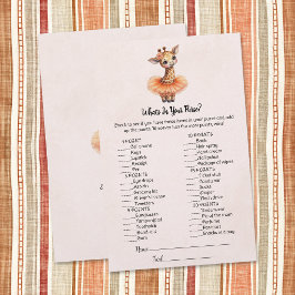 Papelería Giraffe What's In Your Purse Baby Shower Game Card