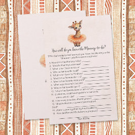 Papelería Giraffe Who Knows Mommy Best Baby Shower Game Card