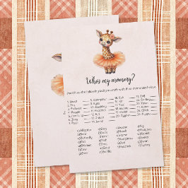 Papelería Giraffe Who's My Mommy Baby Shower Game Card