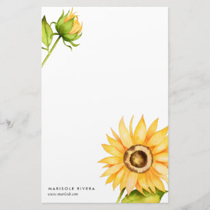 Papelería Girasol amarillo elegante personalizado