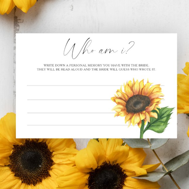 Papelería Girasol ¿Quién soy? Juego de ducha de novia (Subido por el creador)