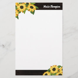 Papelería Girasol rústico y madera con tu nombre