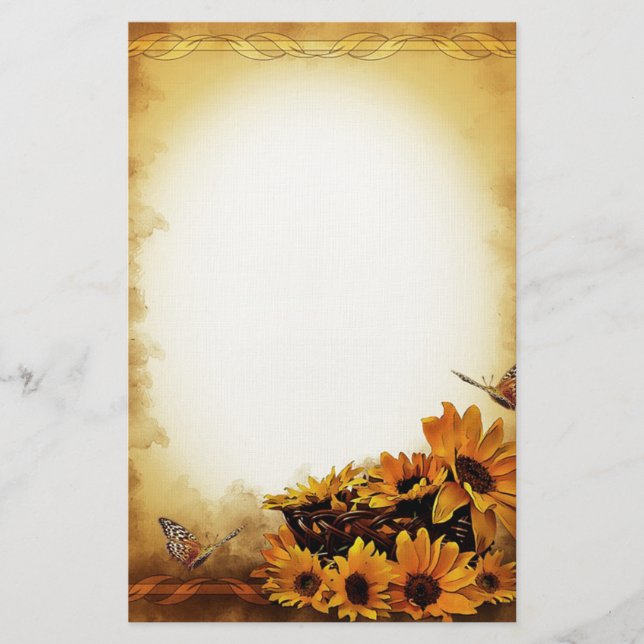 Papelería Girasoles y mariposas (Anverso)