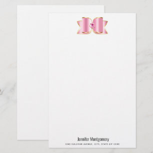 Papelería Glam Bow rosa con piedra angular