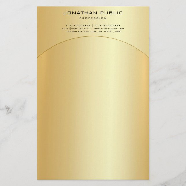 Papelería Glamour Faux Gold Modern Template (Anverso)