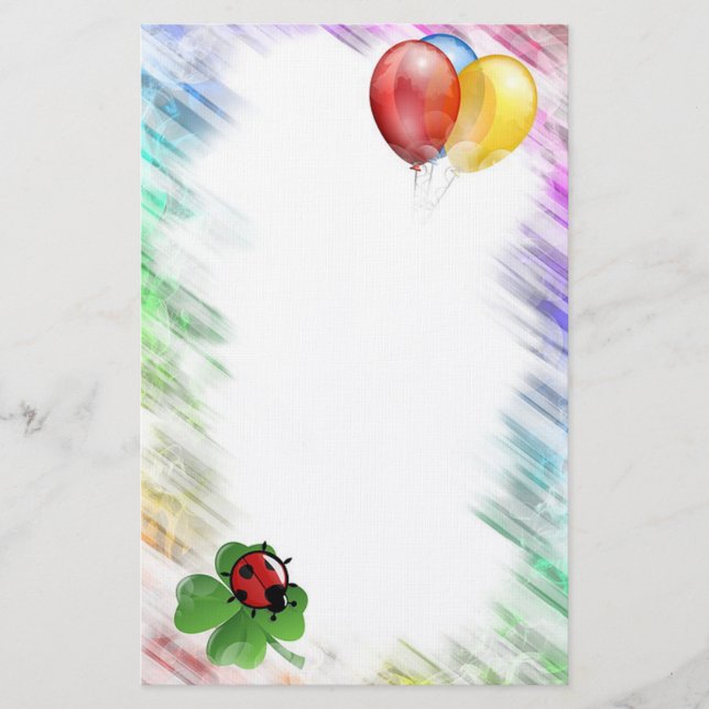 Papelería Globos, Ladybug y Clover (Anverso)