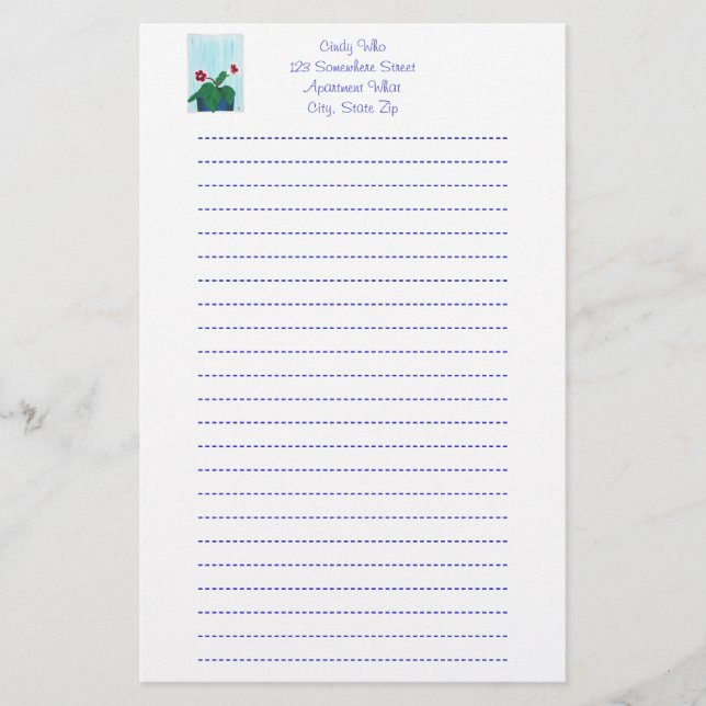 Papelería Gloxinia African Violet Flower Lined Stationery (Anverso)