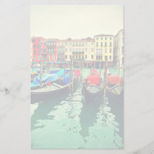 Papelería Góndolas En El Gran Canal, Venecia, Italia. Retro