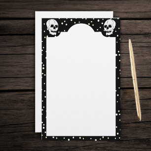 Papelería Gótico Halloween de la Calavera Clásica Blanca