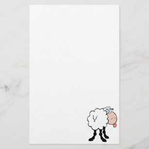 Papelería graciosa y linda oveja sacando la lengua por detrá