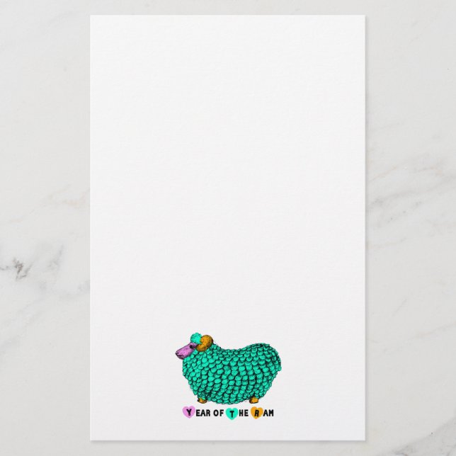 Papelería Gracioso Green Ram Año Chino Zodiac Stationery (Anverso)