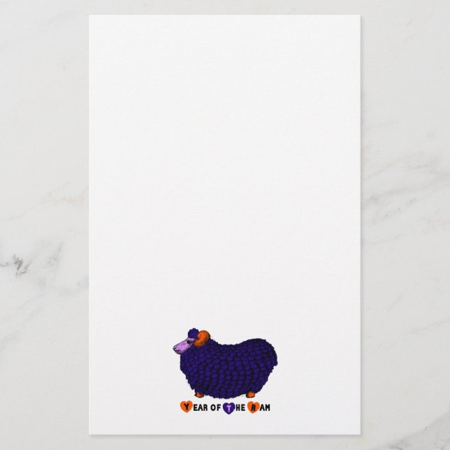 Papelería Gracioso Purple Ram Año Chino Zodiac Stationery (Anverso)