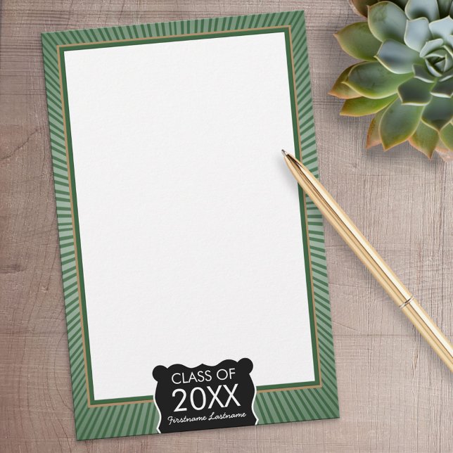 Papelería Graduación - Borde verde con clase de (Personalized Stationery)
