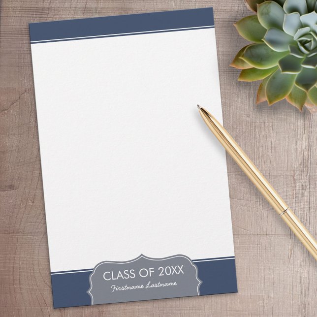 Papelería Graduación - Frontera azul de la marina con clase  (Personalized Stationery)