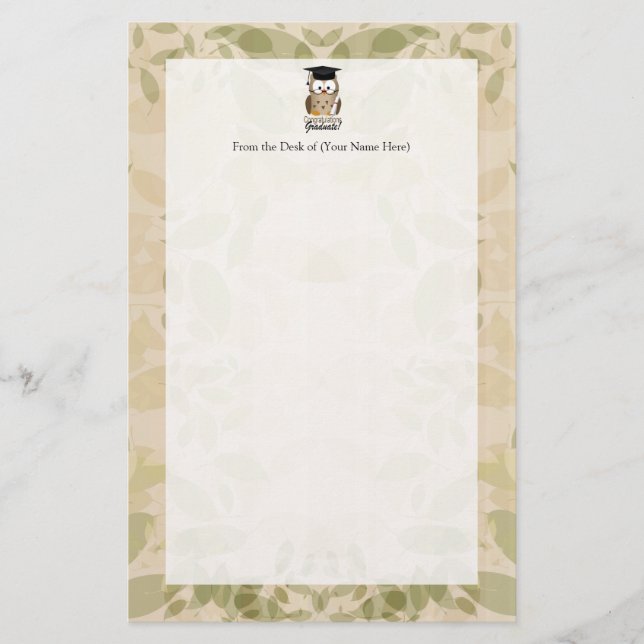 Papelería Graduado sabio lindo del búho (Anverso)
