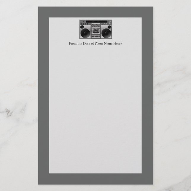 Papelería Gráfica de radio Boombox (Anverso)