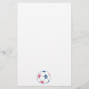 Papelería gráfico de garrapatas de fútbol rojo y azul