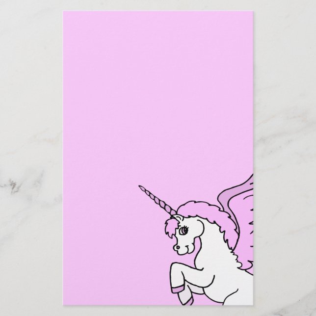 Papelería Gráfico de Unicornio rosa y blanco (Anverso)