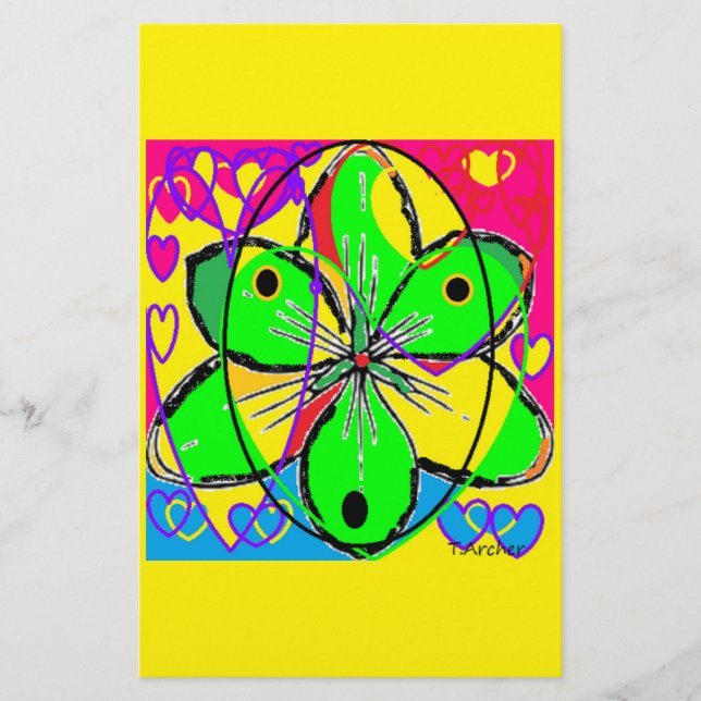 Papelería Gran flor firma diseño de arte original muy bonito (Anverso)