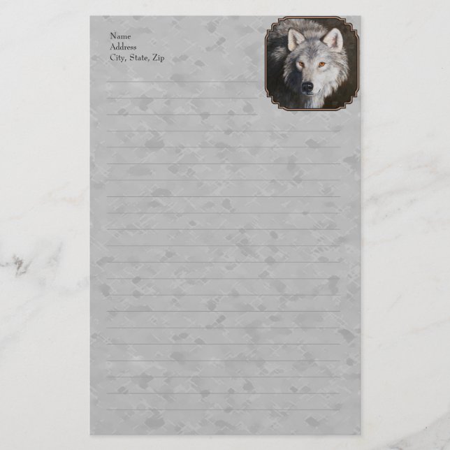 Papelería Gray Timber Wolf Face (Anverso)