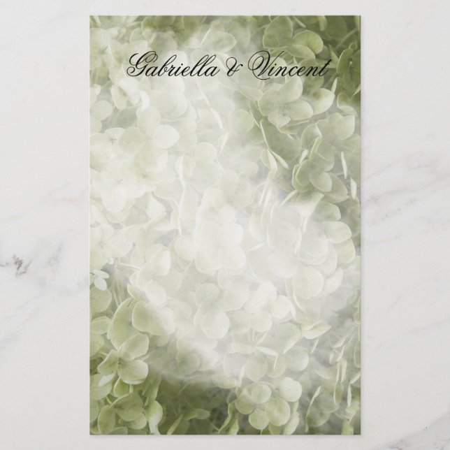 Papelería Green Annabelle Hydrangea Boda Floral (Anverso)