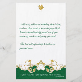 Papelería Green, Gold, White Scrolls, Shamrock Stationery