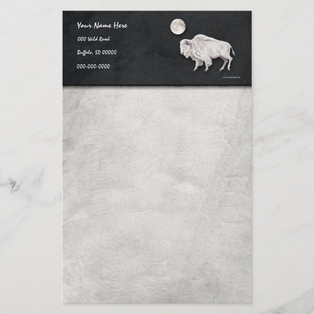 Papelería Gris blanco de la Luna Llena del búfalo (Anverso)
